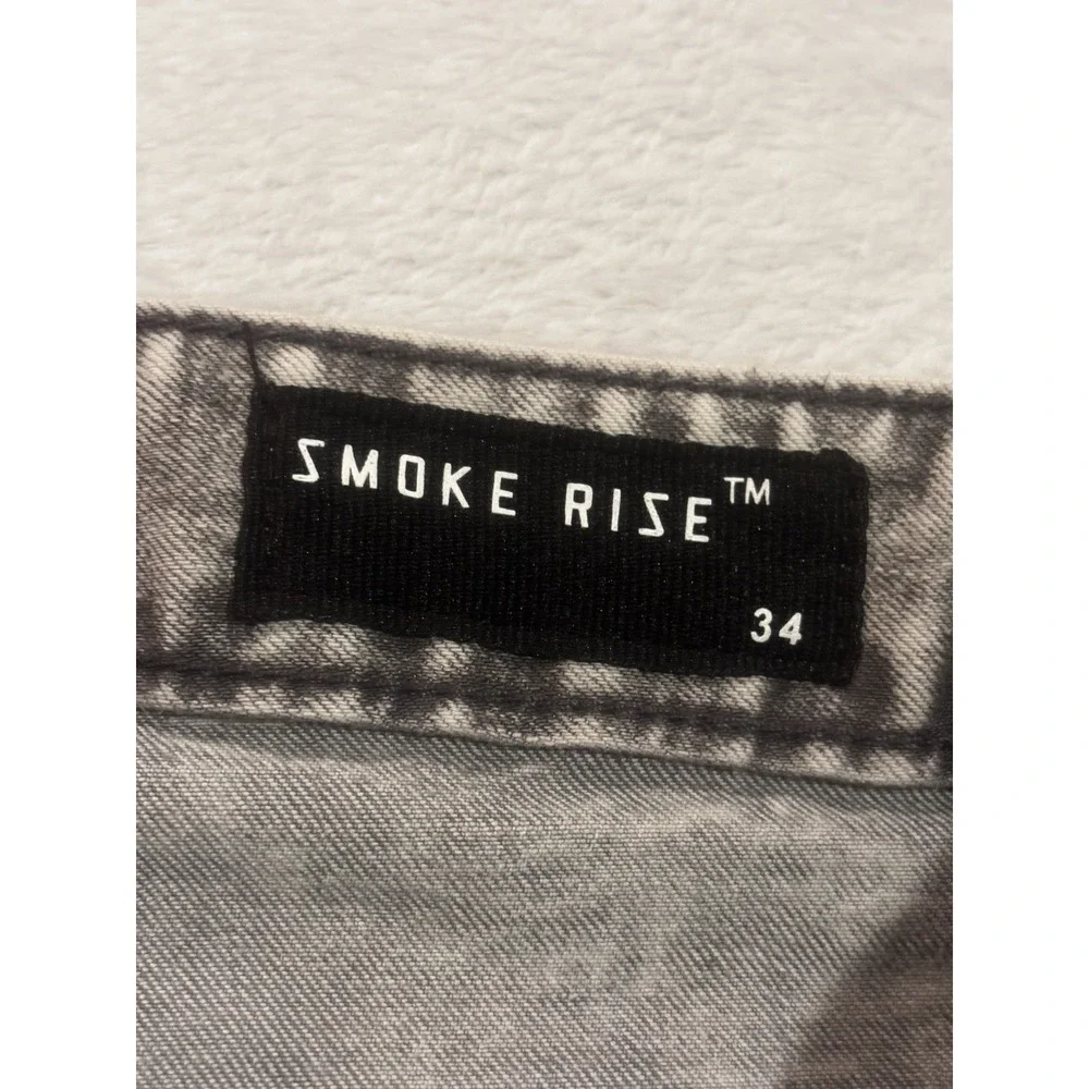 Smoke‎ Rise Jean Shorts Men's 34 Light Wash Moto Denim Shorts Cut Offs Gray